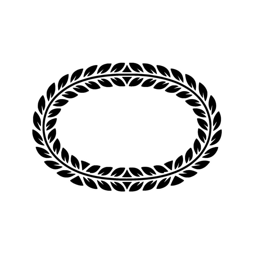 Elegant Laurel Wreath Border, Minimalist - Foliage - Circular vector
