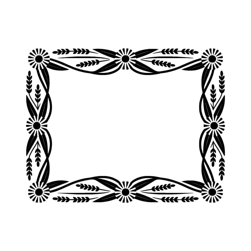 Intricate Black Frame, Stylized Floral Border, Vintage vector