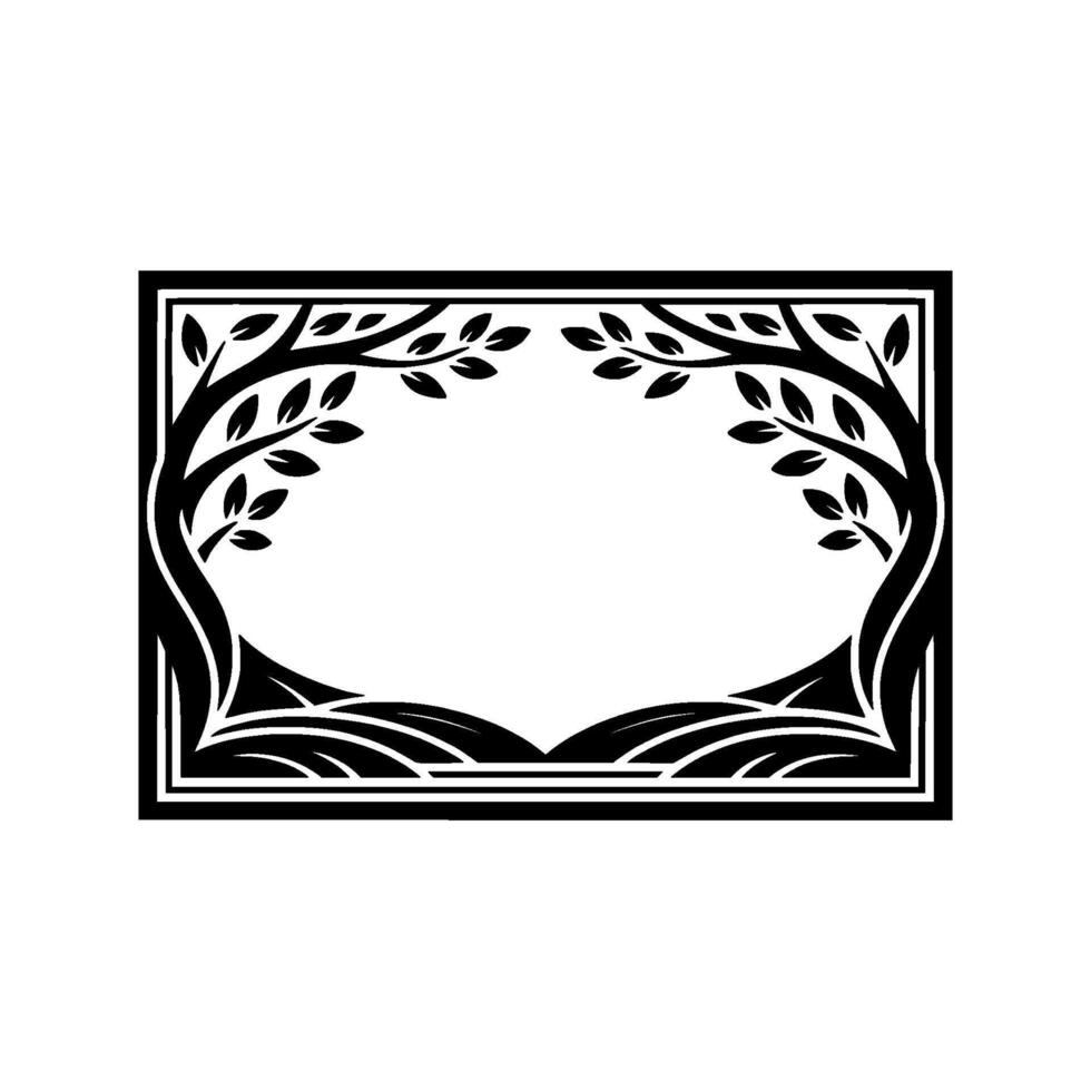 Stylized Tree Border, Vintage Landscape Illustration vector