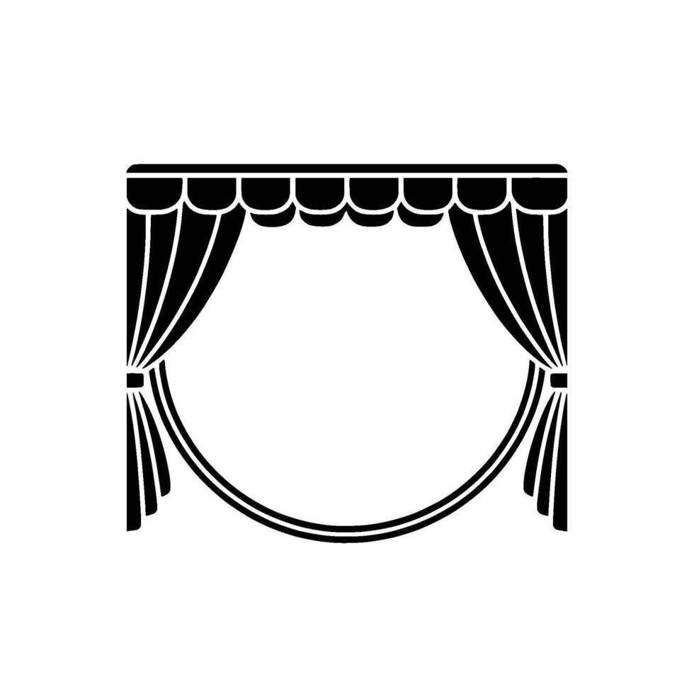 Elegant Stage Curtain Silhouette, Vintage Theater vector