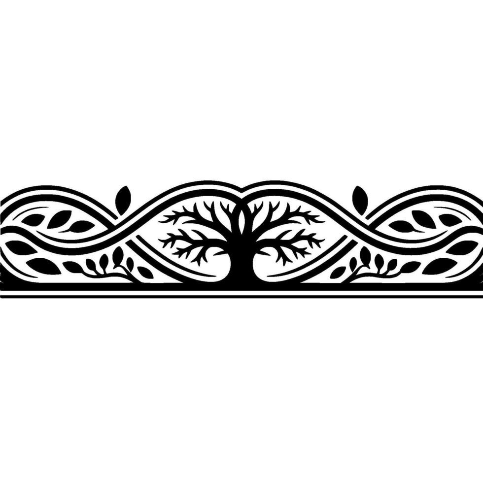 Elegant Tree Border, Vintage Ornamentation, Decorative Element vector