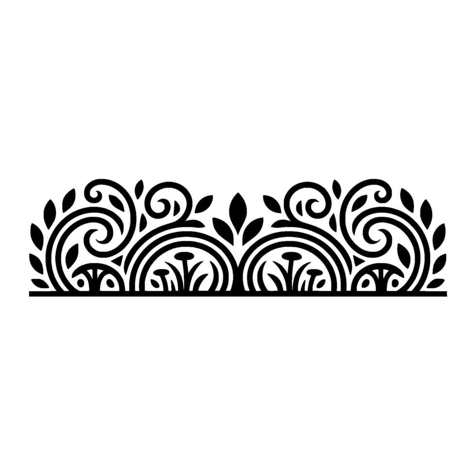 Elegant Black Floral Border, Vintage Element - Scroll - Decorative vector