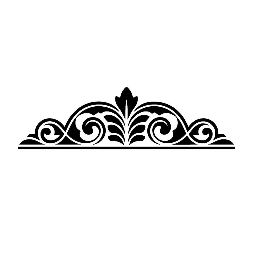 Elegant Black Floral Border, Vintage Element - Header - Ornament vector