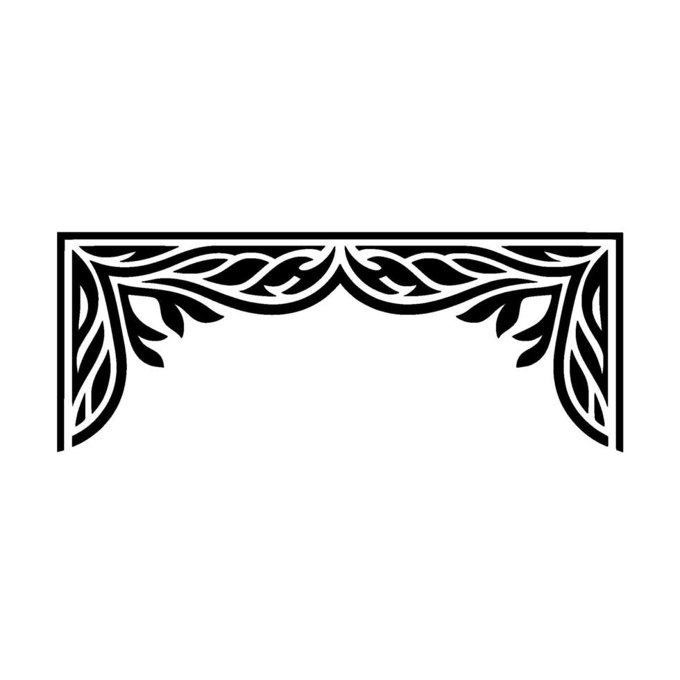 Ornate Black Frame, Stylized Leaf Border, Vintage vector