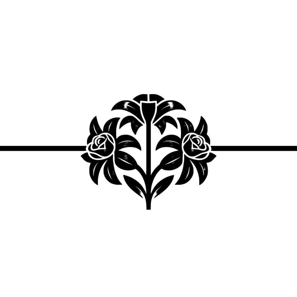 Elegant Floral Emblem, Black White Symmetry vector
