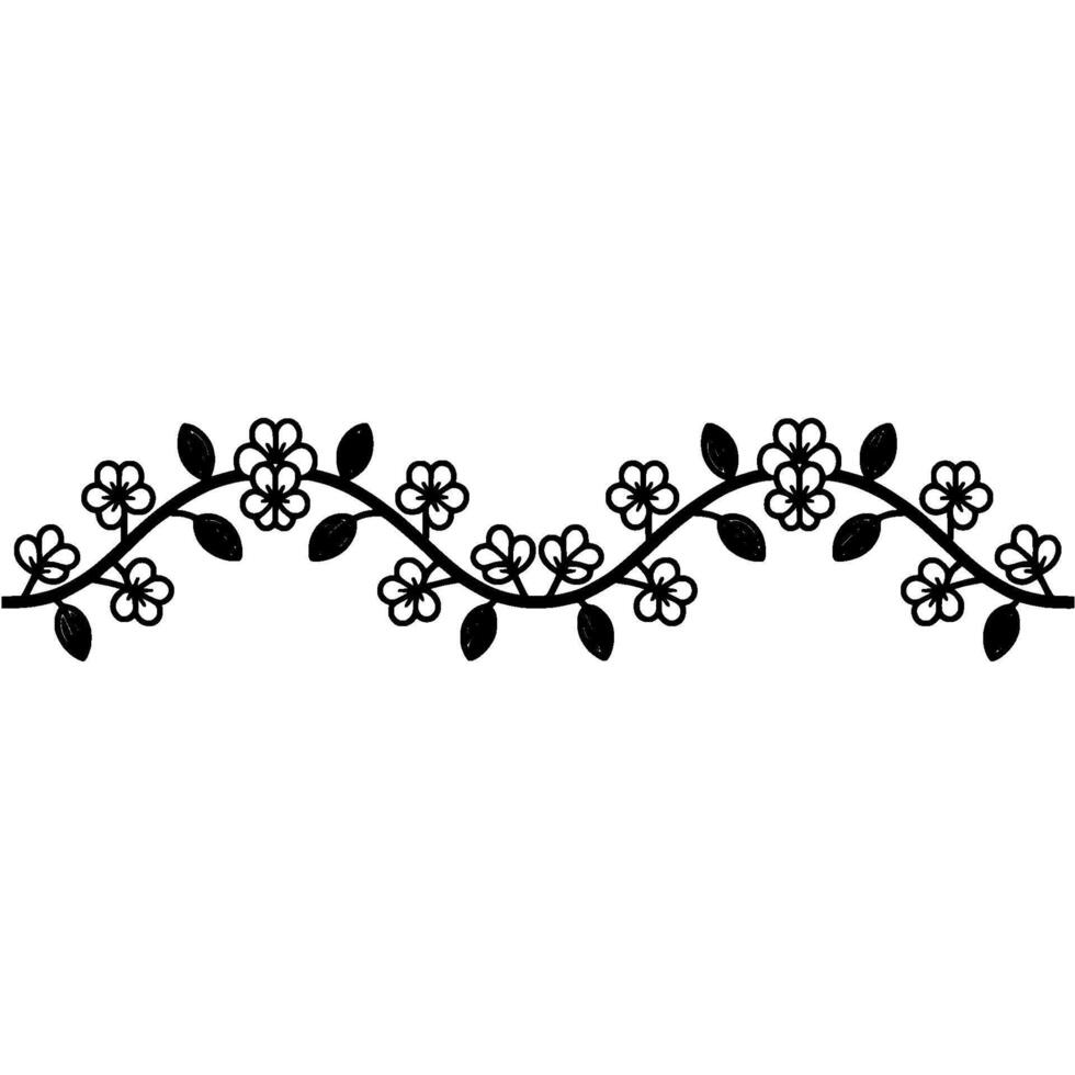 Stylized Floral Border, Minimalist - Lineart vector