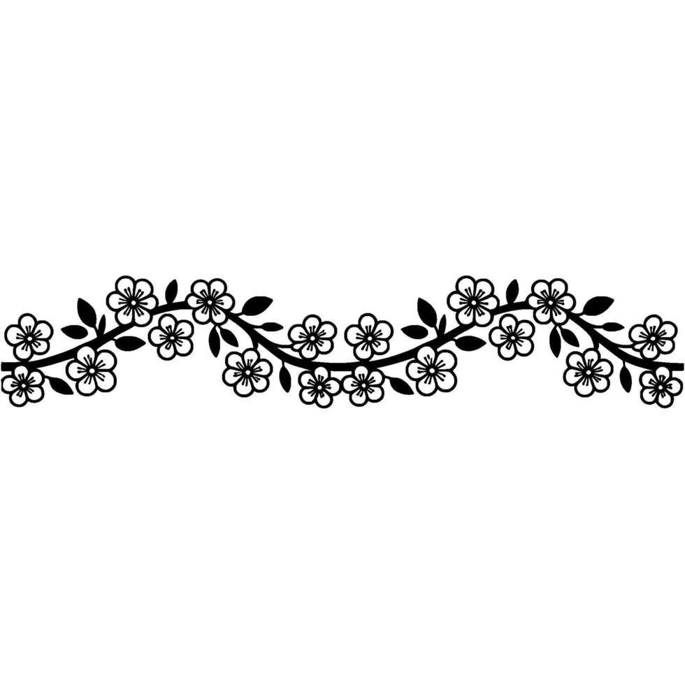 Delicate Floral Branch Border, Minimalist - Decorative vector