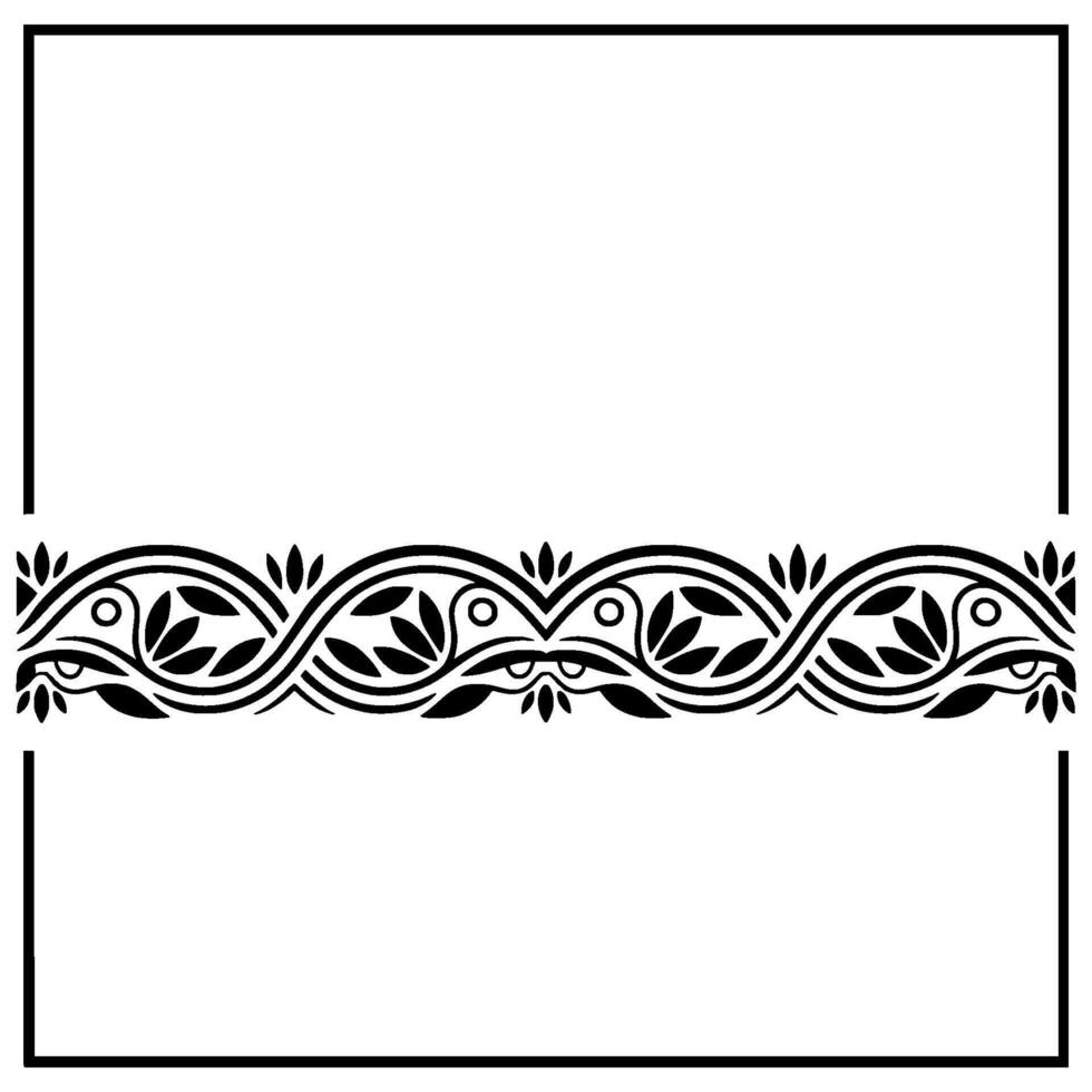 Elegant Botanical Border, Vintage - Lineart - Floral vector