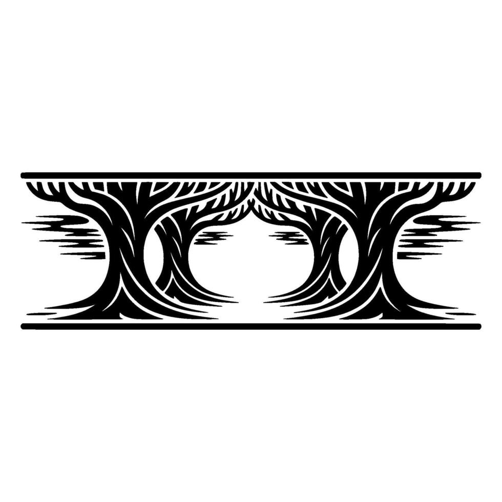 Stylized Tree Canopy, Minimalist Woodland Border vector