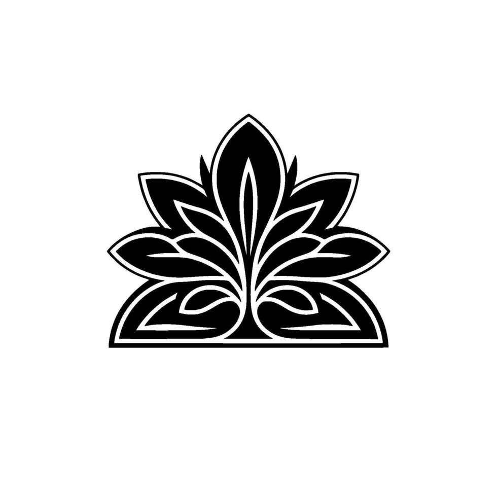 Stylized Black Leaf Emblem, Elegant Floral vector