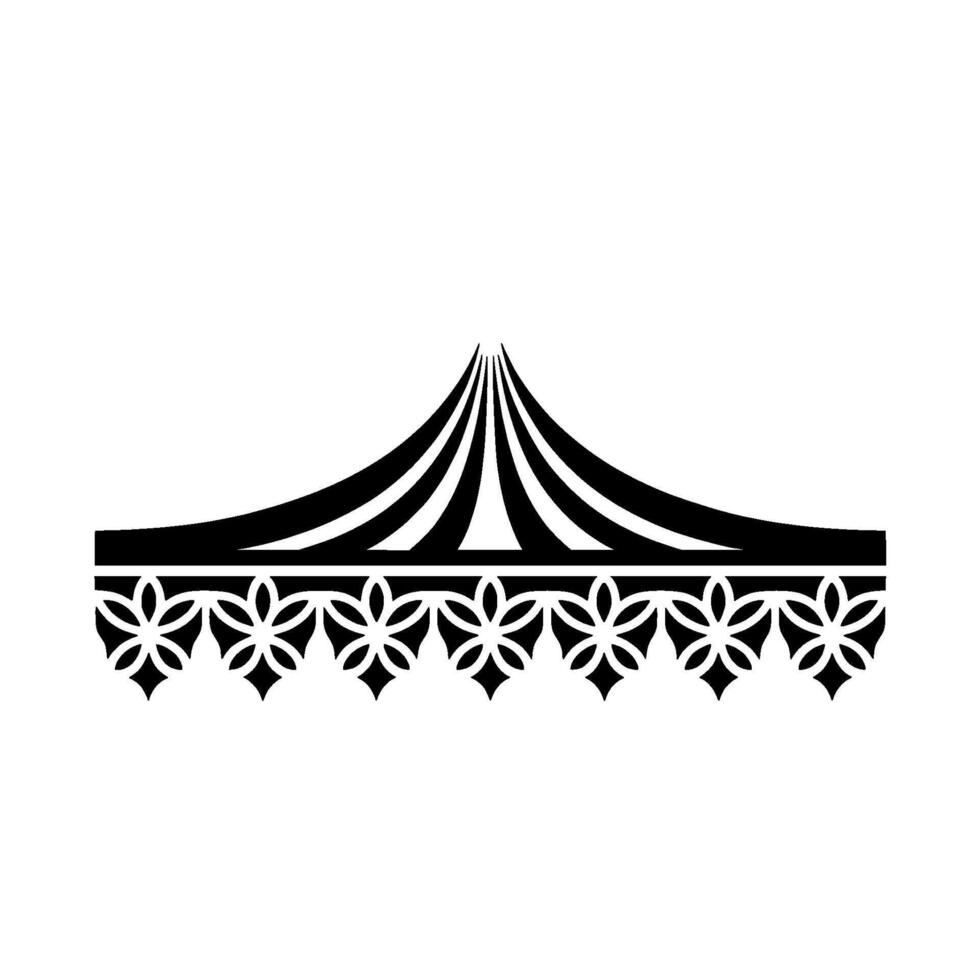 Geometric Tent Silhouette with Floral Border Minimalist vector