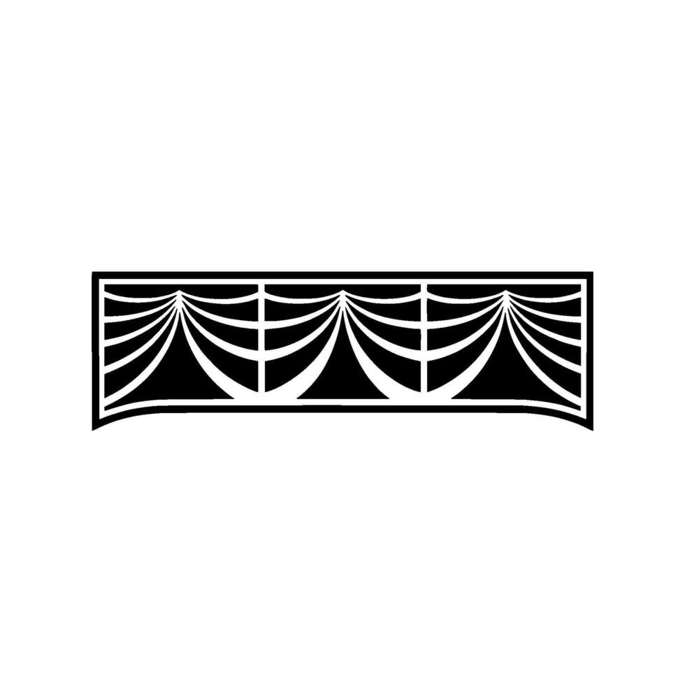 Geometric Wavecrest Ornament, Black White, Minimalist vector
