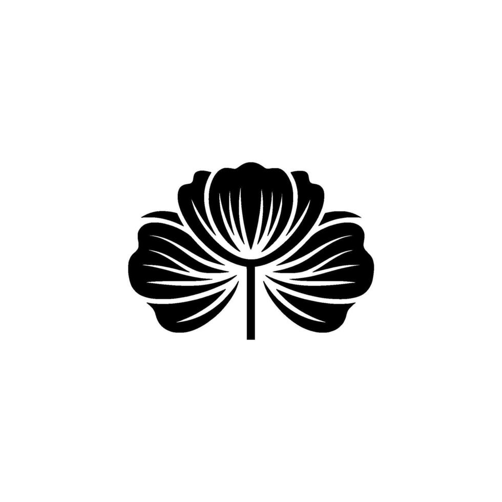 Elegant Black Floral Emblem, Minimalist - Flat vector
