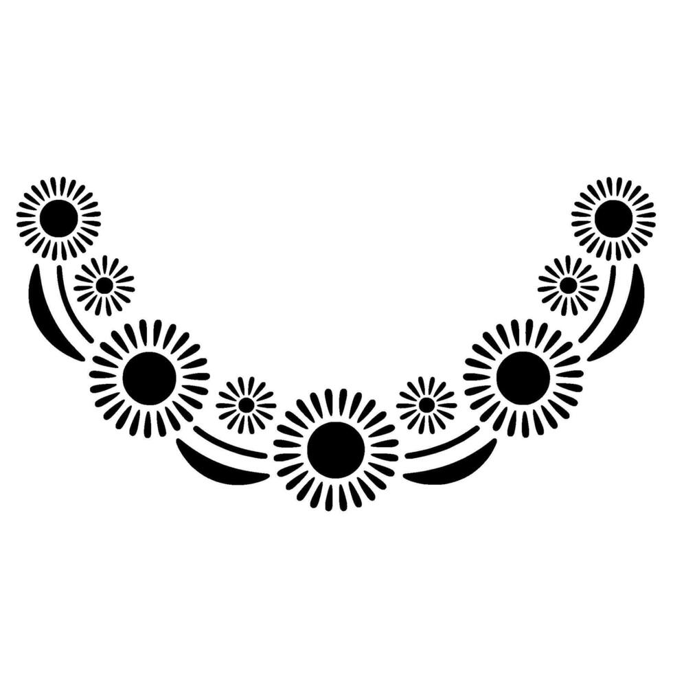 Stylized Sunflower Wreath, Minimalist - Pattern vector