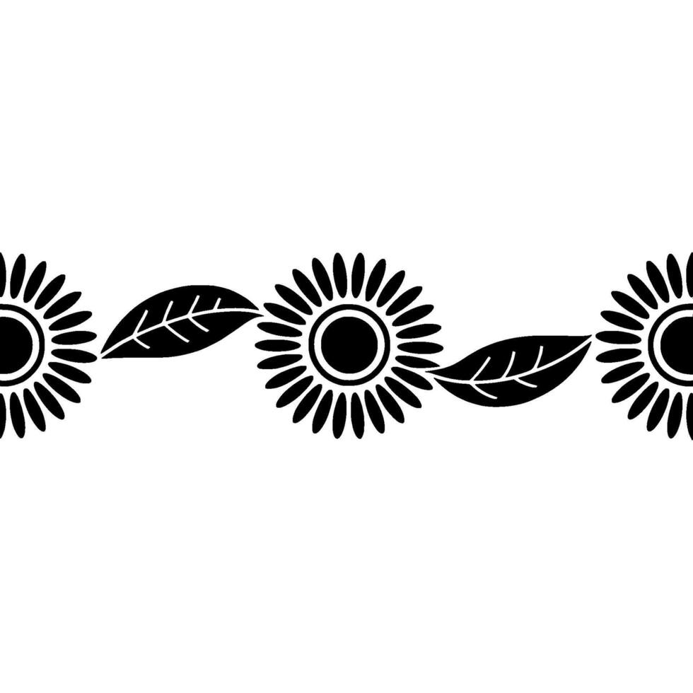 Stylized Sunflower Border Minimalist Floral - Pattern vector