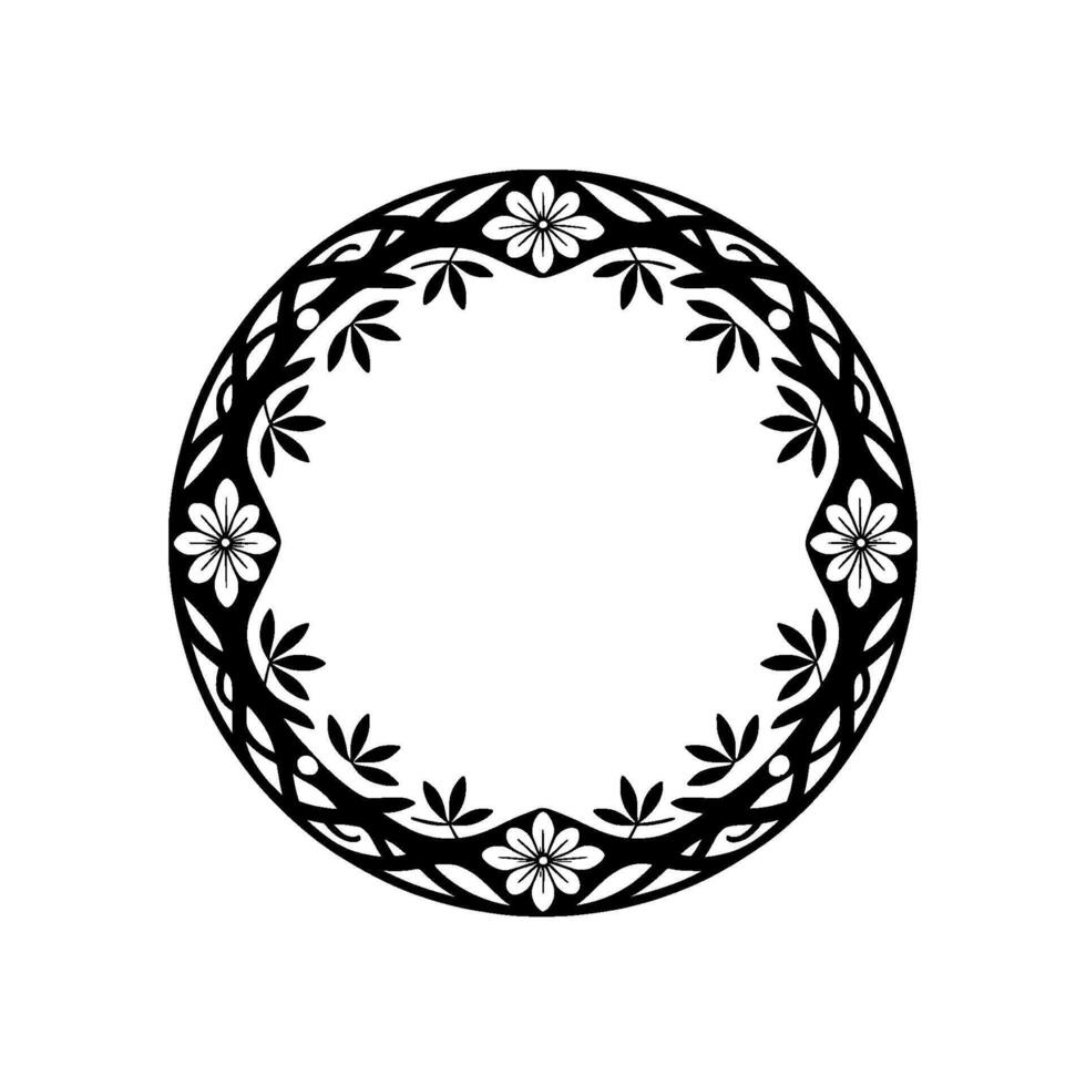 Intricate Floral Circle Frame, Vintage Style - Ornament vector