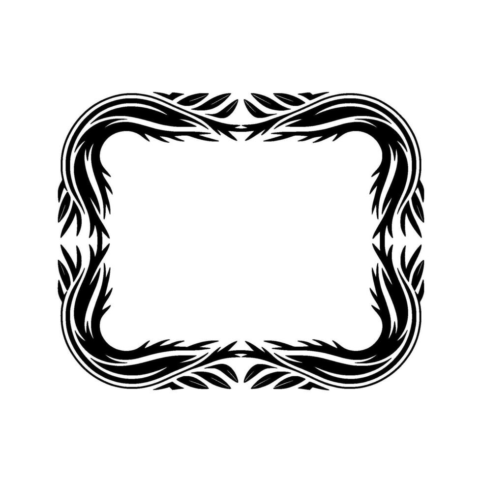 Intricate Black Floral Frame, Minimalist - Botanical vector
