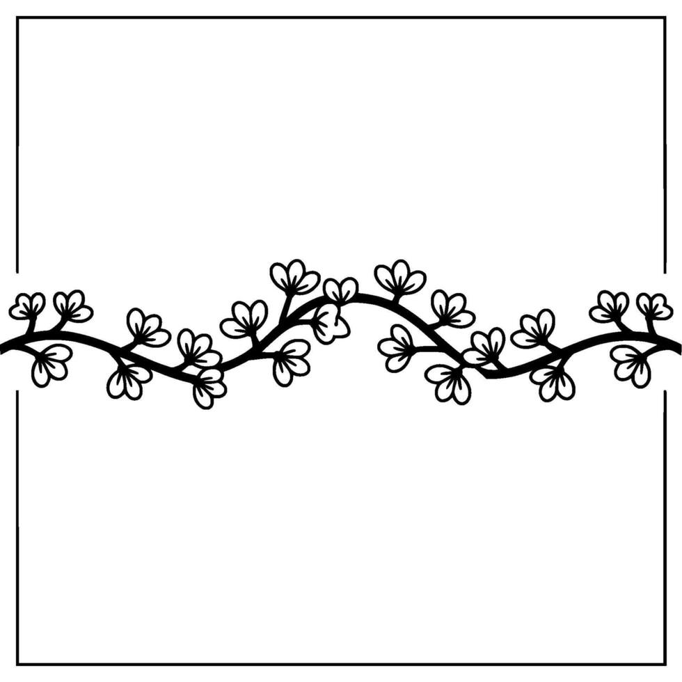 Delicate Branch Border, Minimalist Floral - Flowers vector