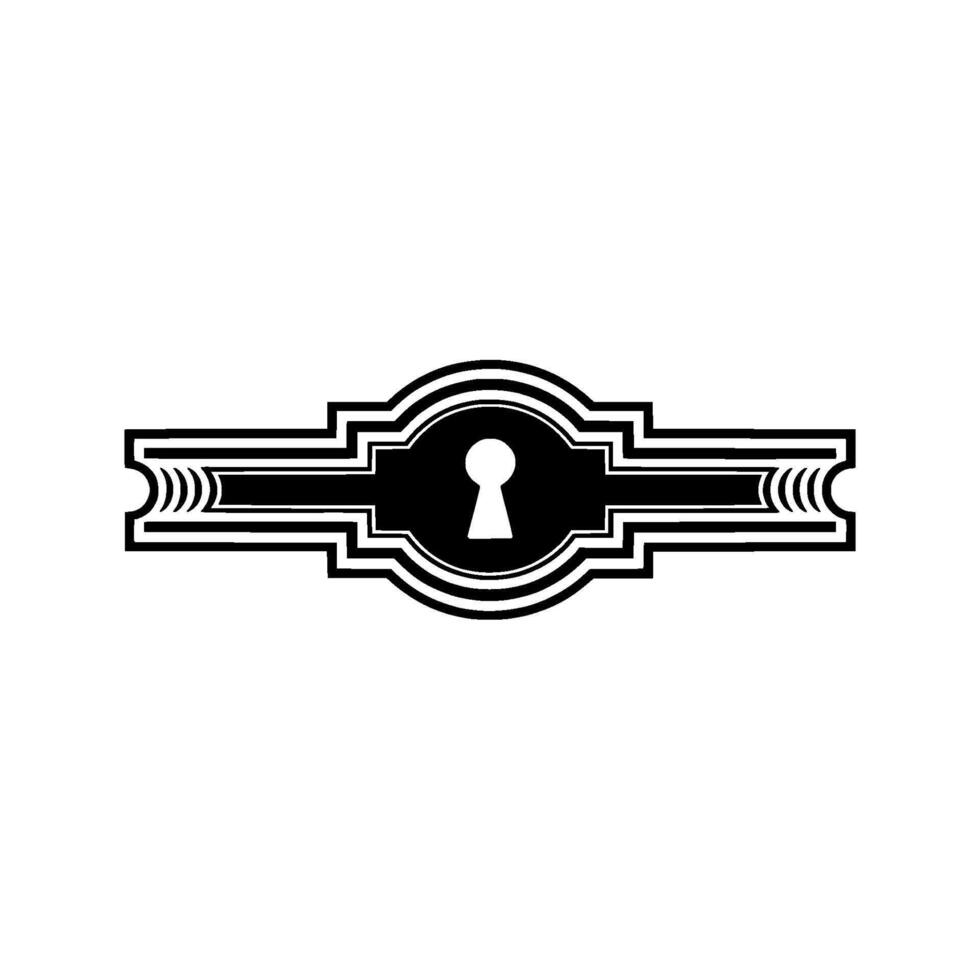 Art Deco Keyhole Emblem, Vintage Security Symbol vector