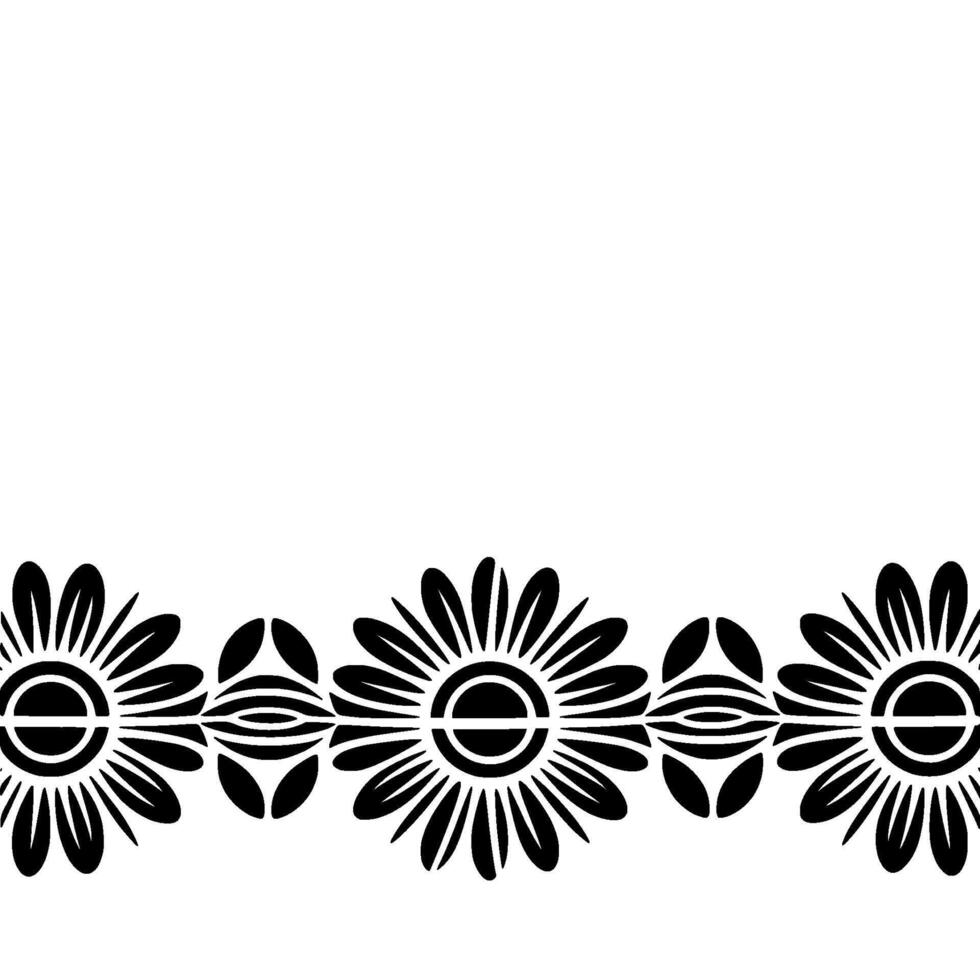 Stylized Sunflower Border, Minimalist - Decorative vector