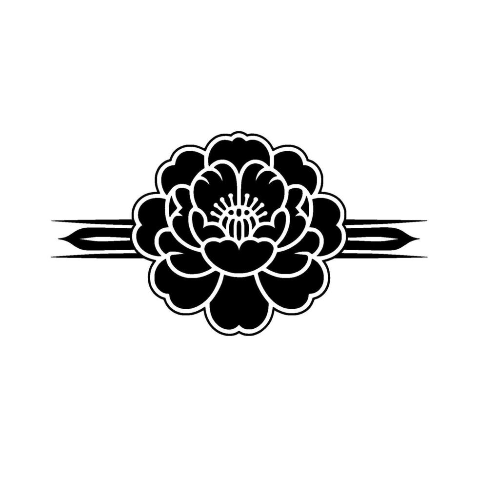 Elegant Black Floral Emblem, Minimalist - Balance vector