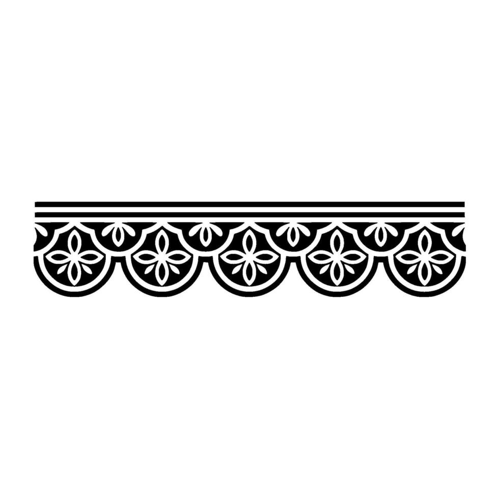 Intricate Black Floral Border, Vintage Element - Pattern - Decorative vector