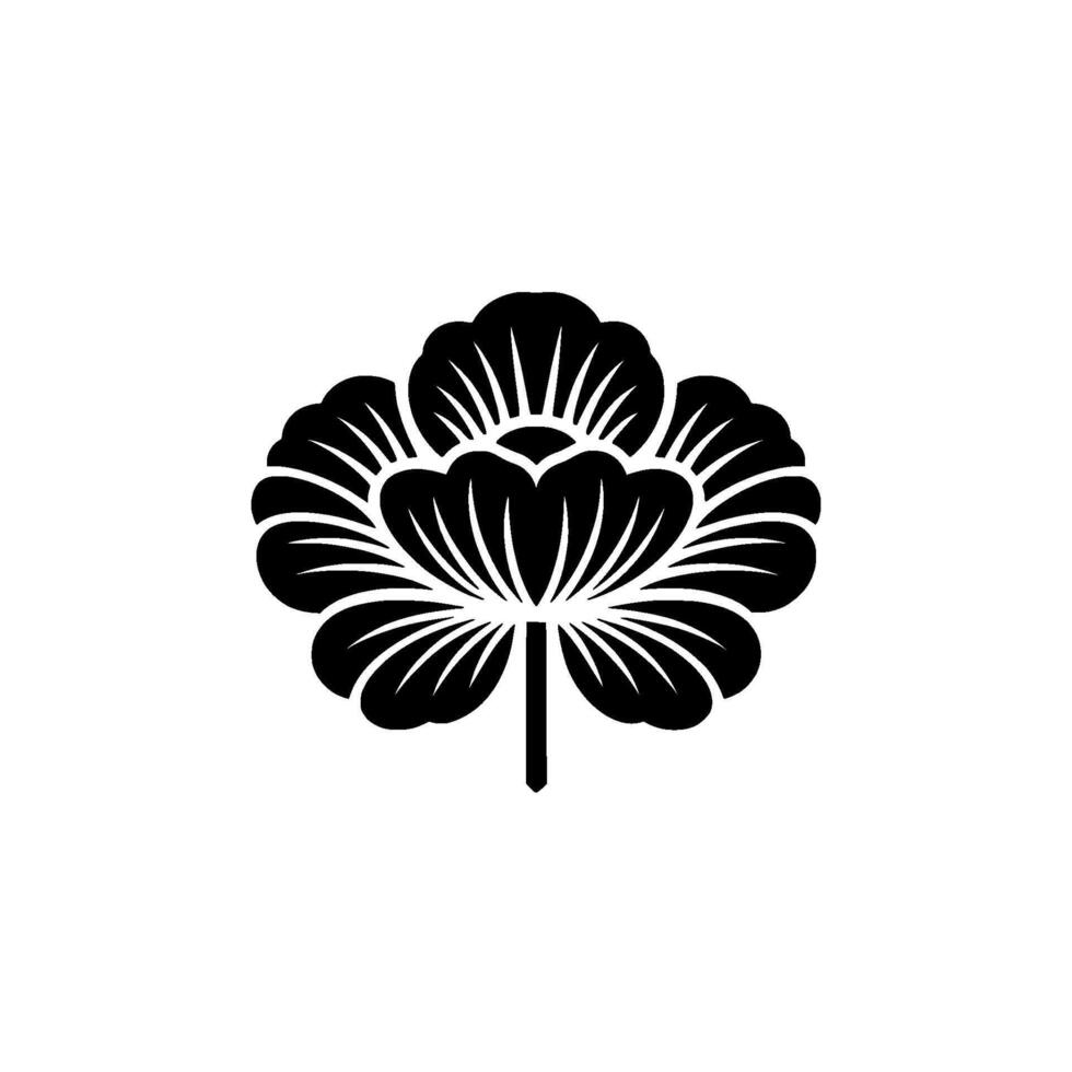 Intricate Black Blossom Emblem, Japanese Style vector