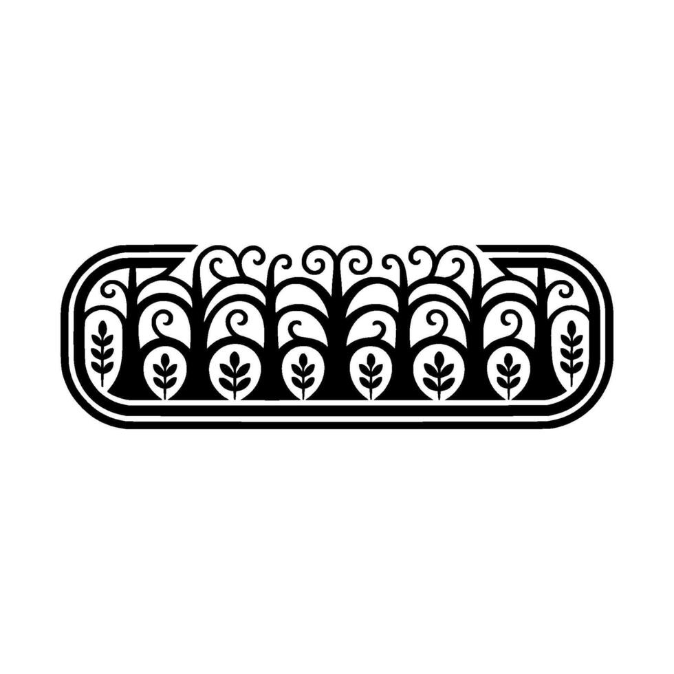 Ornate Oval Border, Stylized Foliage, Vintage vector