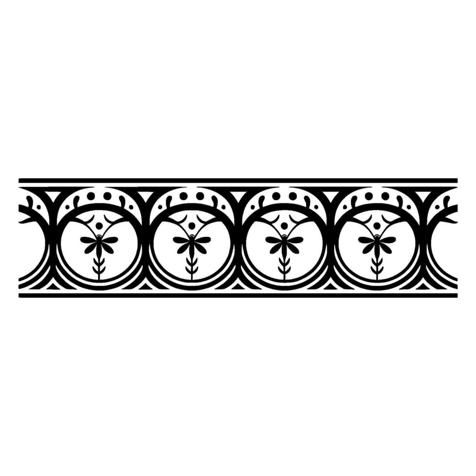 Art Nouveau Floral Border, Geometric vector
