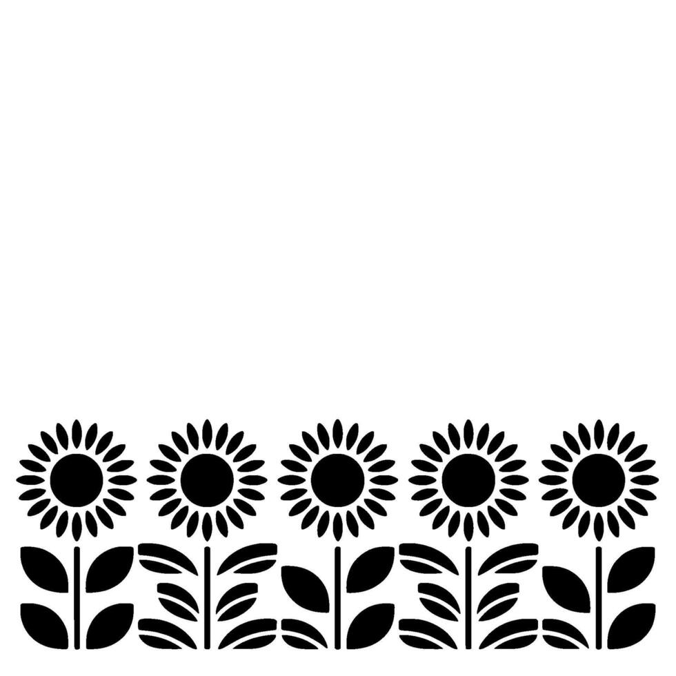 Geometric Sunflower Silhouette Border, Minimalist vector
