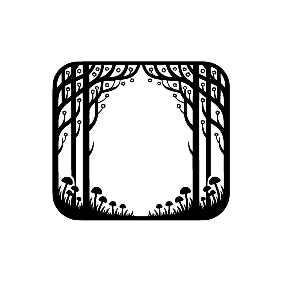Enchanted Forest Portal, Minimalist Silhouette - Trees vector