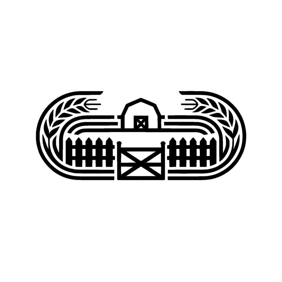 Rustic Homestead Emblem, Vintage Farmhouse Silhouette vector