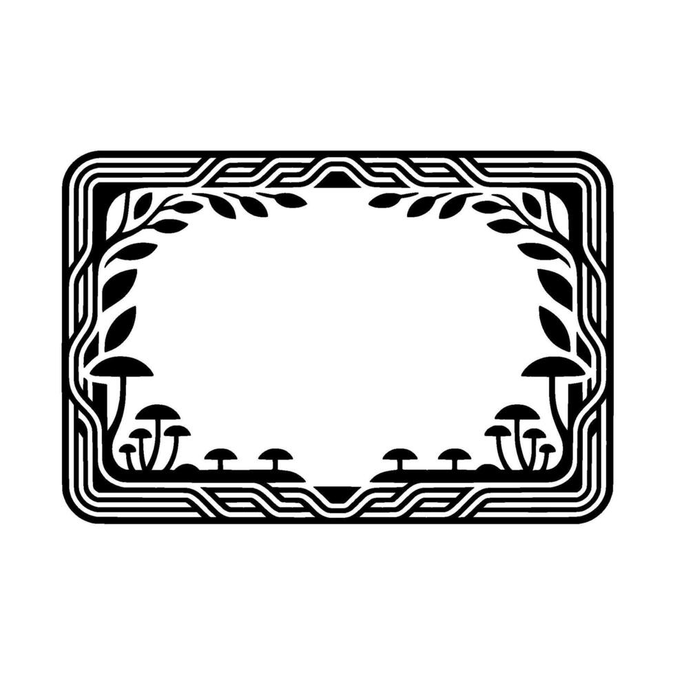 Art Nouveau Mushroom Frame Elegant Botanical Border - Art nouveau vector