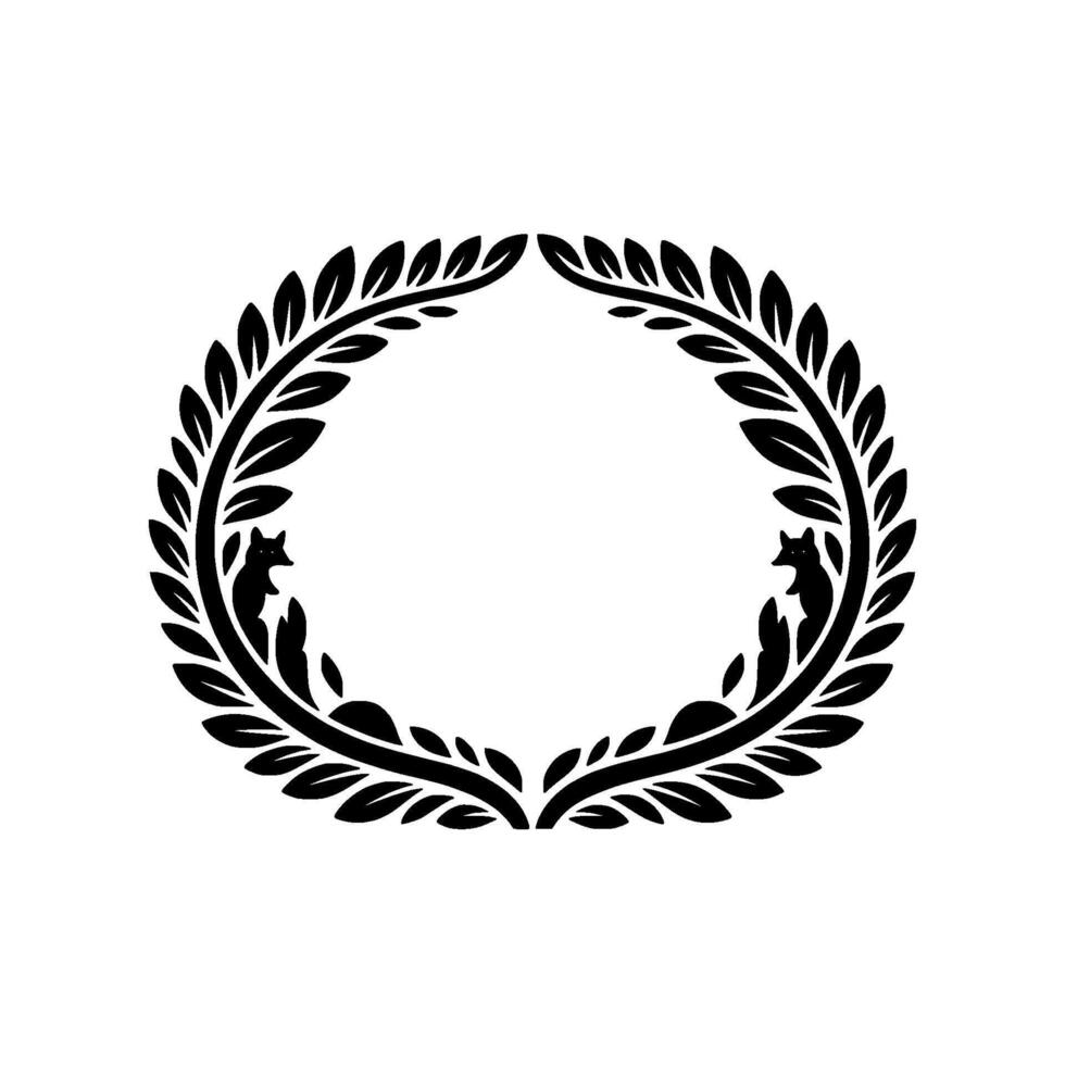 Laurel Wreath with Silhouette Animals, Emblem vector