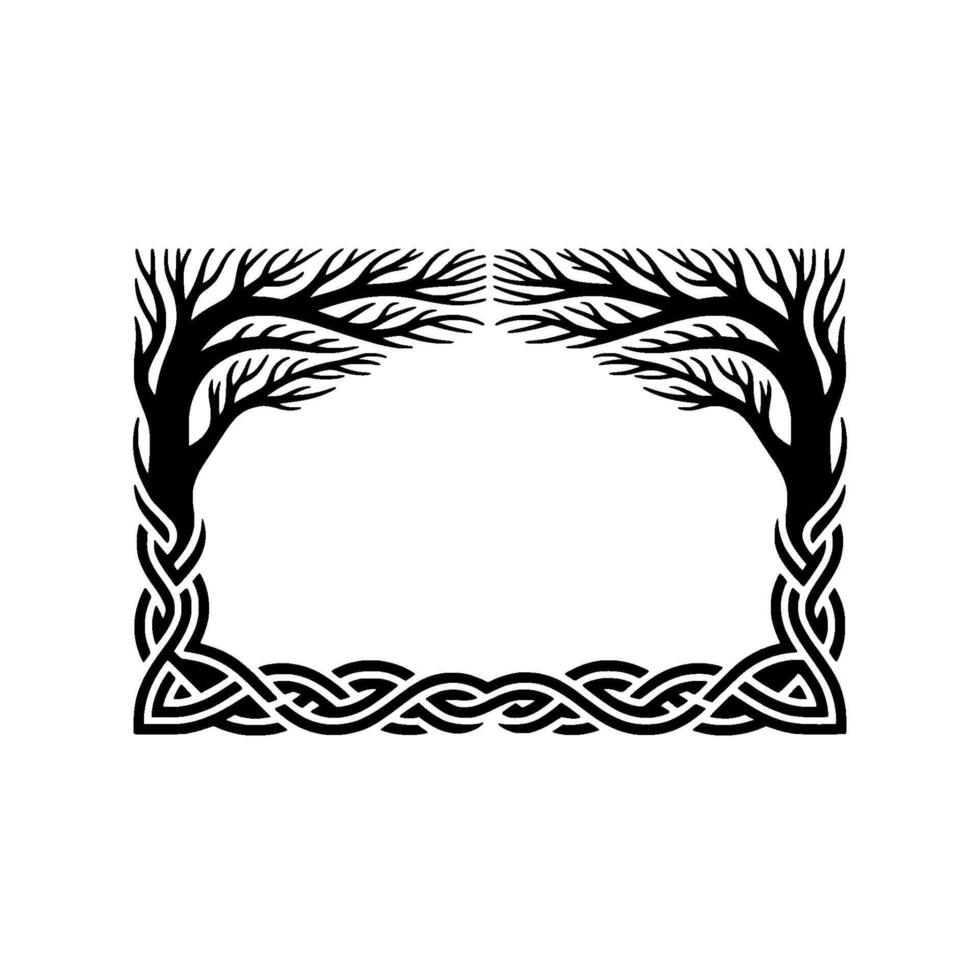 Celtic Tree Frame, Intricate Border, Vintage vector