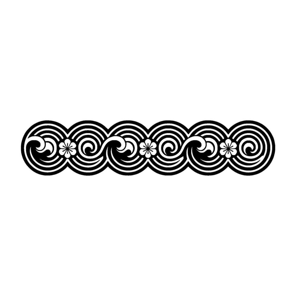 Stylized Wave Border, Geometric Pattern, Japanese Influence vector