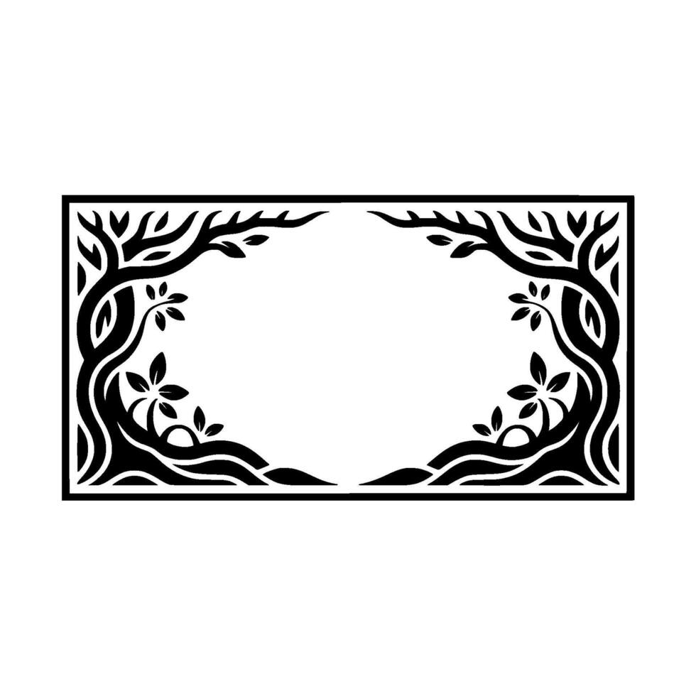 Stylized Black Tree Frame, Organic Border, Minimalist vector