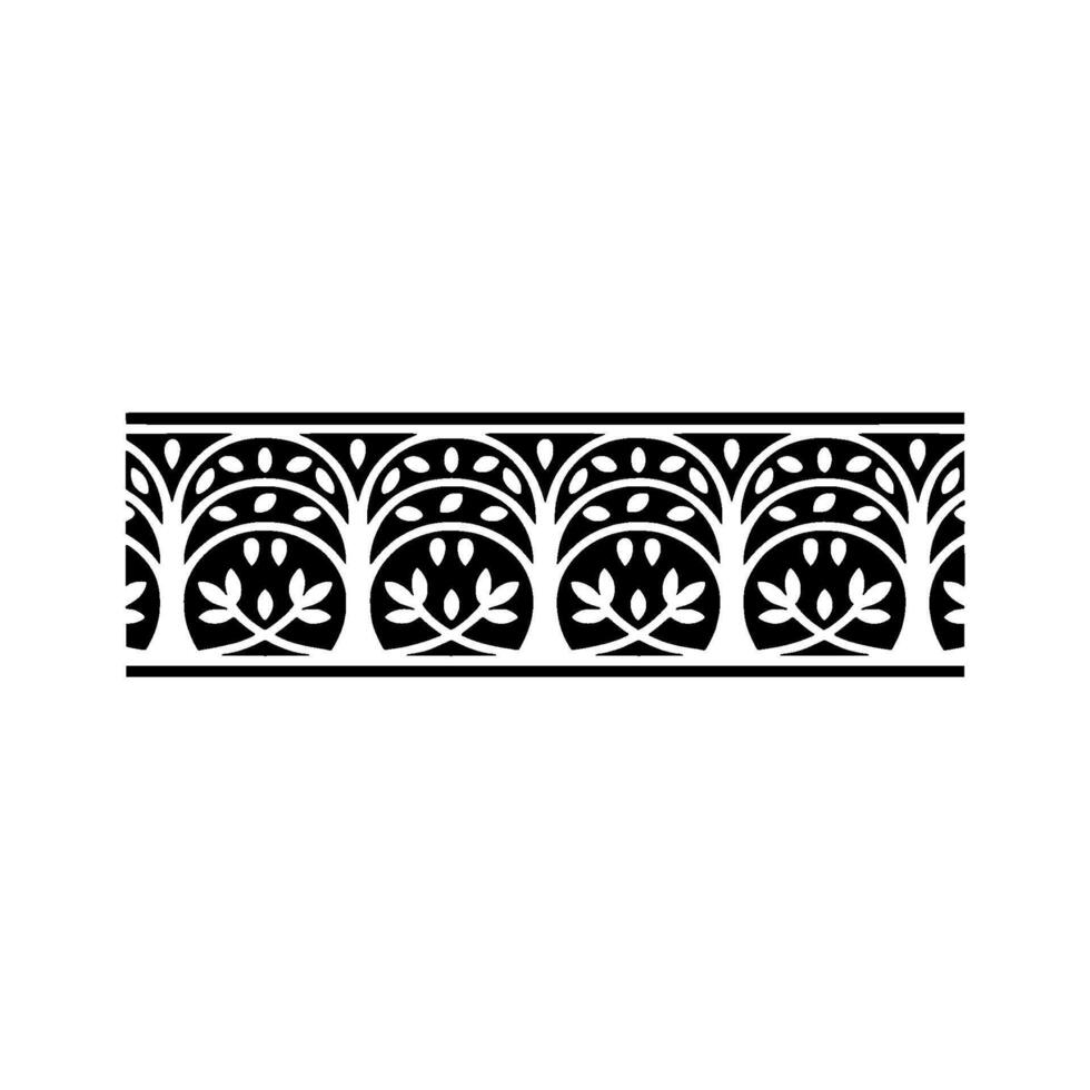 Stylized Floral Border, Geometric Ornamentation, Vintage vector