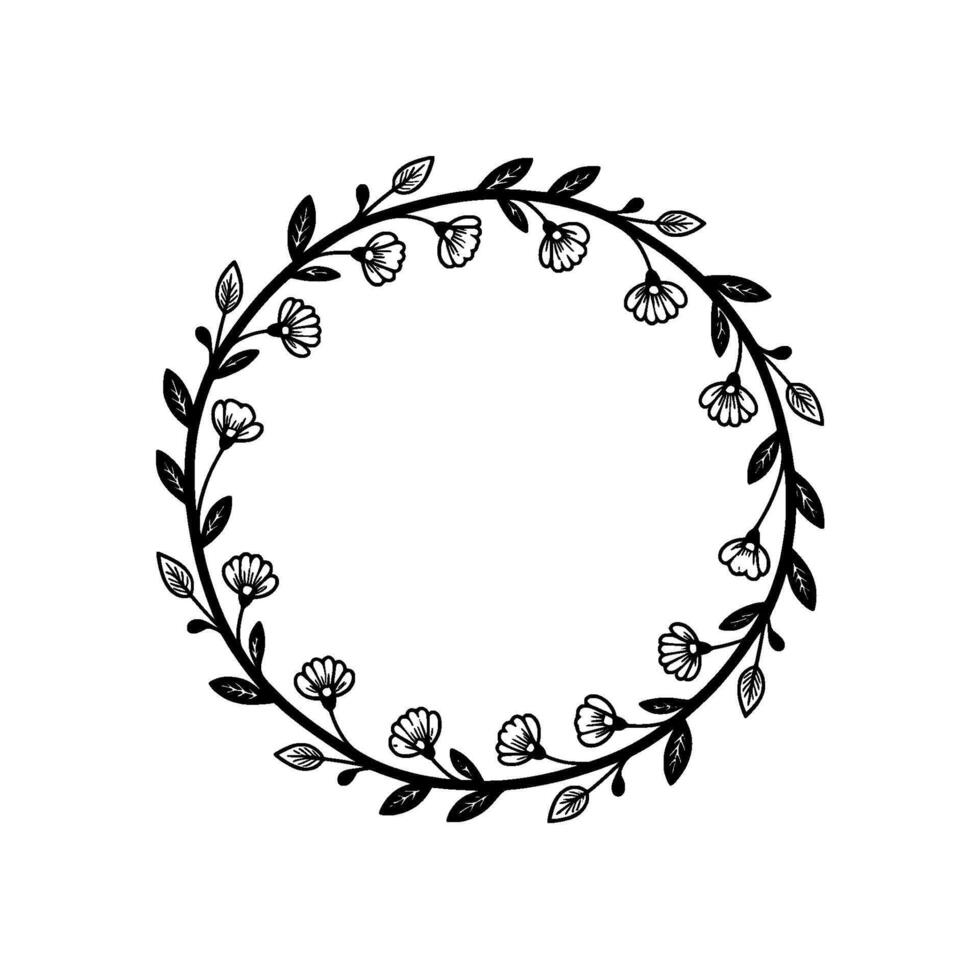 Delicate Floral Wreath, Minimalist, Botanical Illustration vector