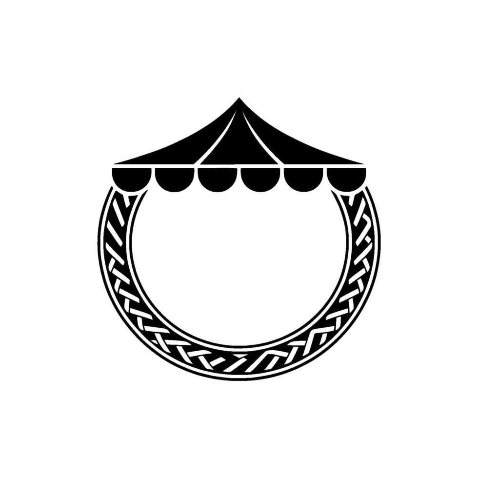 Minimalist Tent Emblem, Circular Shield vector