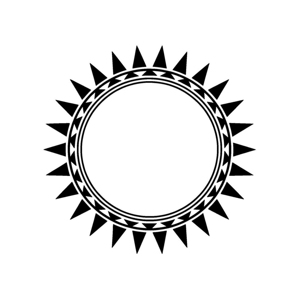 Tribal Sunburst Frame Geometric Polynesian vector