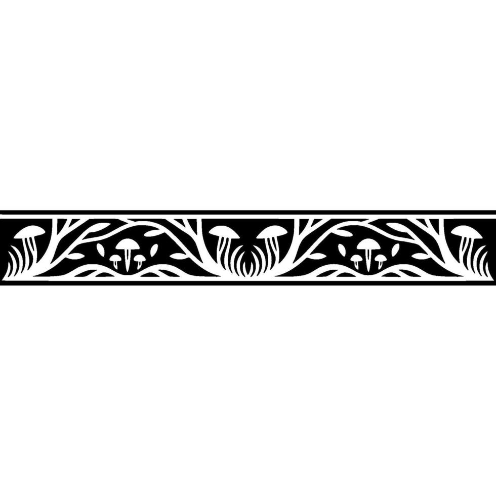 Stylized Mushroom Border, Art Nouveau Inspired - Illustration - Art nouveau vector