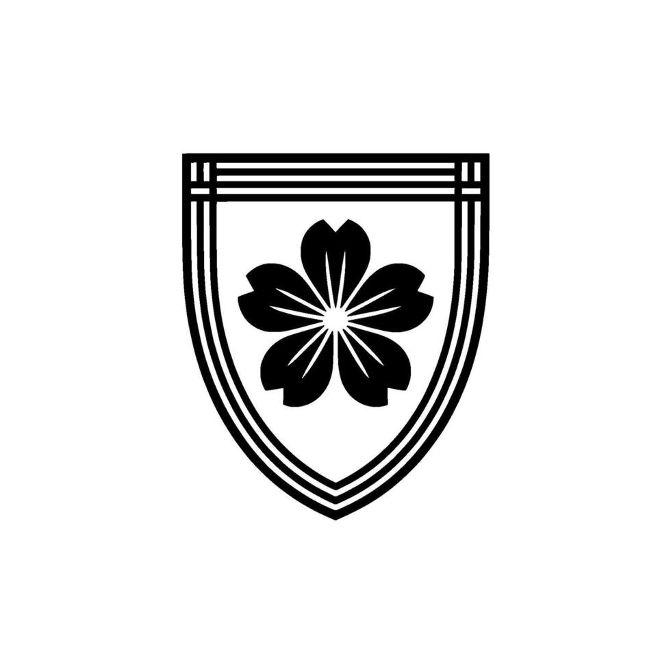 Minimalist Japanese Sakura Shield Emblem vector