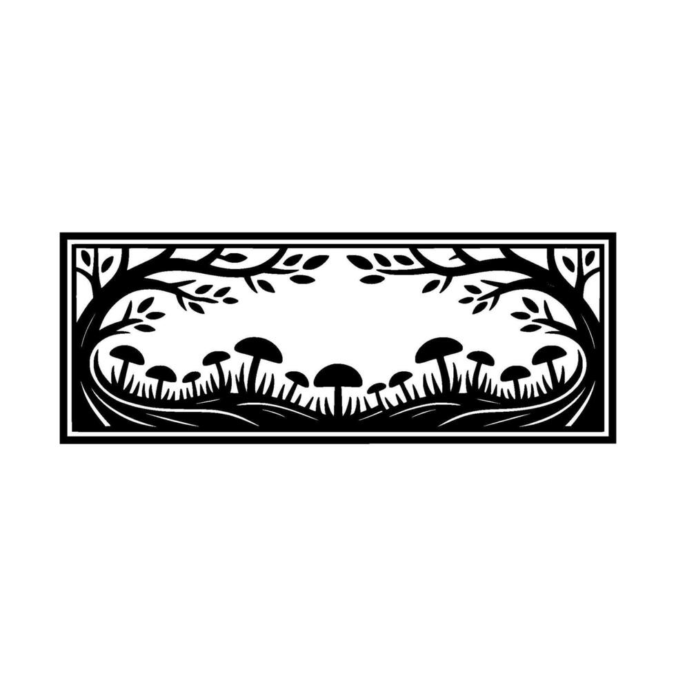Enchanted Forest Border, Stylized Woodland Illustration - Trees vector