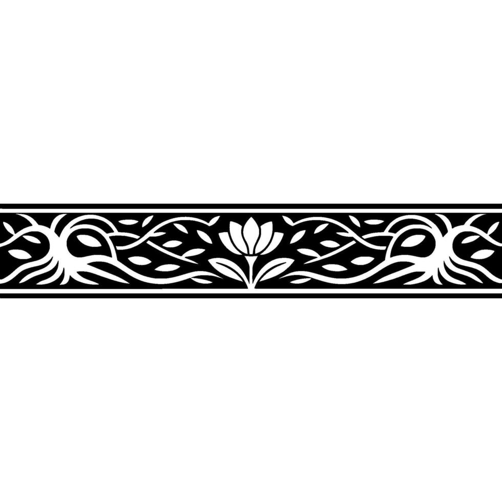 Elegant Floral Border, Art Deco Style - Lotus vector