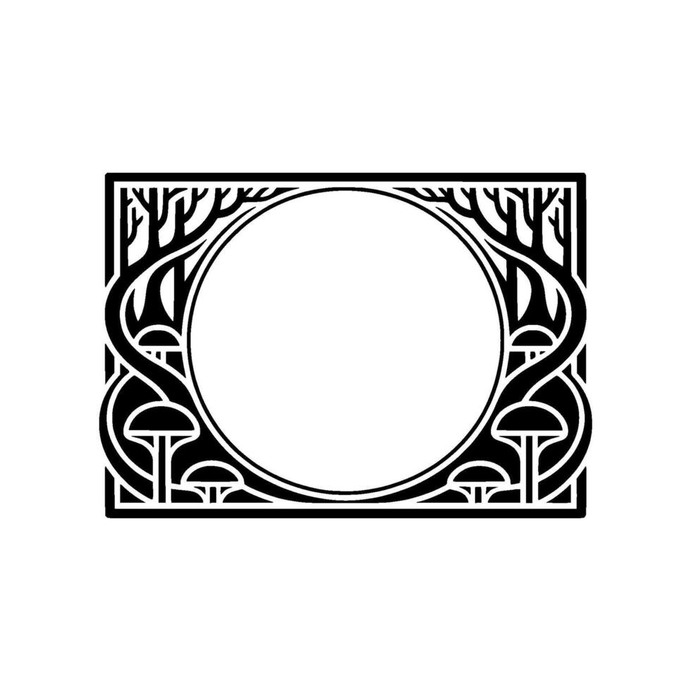 Art Nouveau Frame Forest Mushroom Motif vector