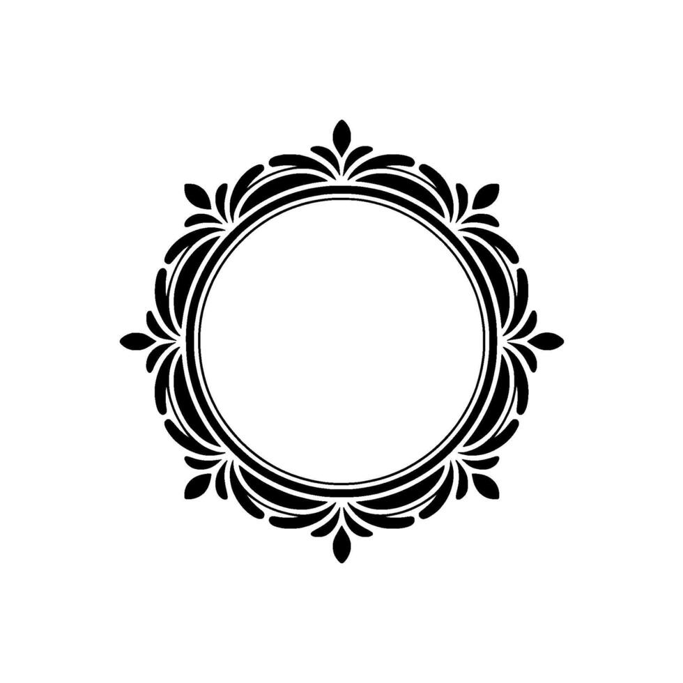 Elegant Black Floral Frame, Vintage Element - Circle - Ornament vector