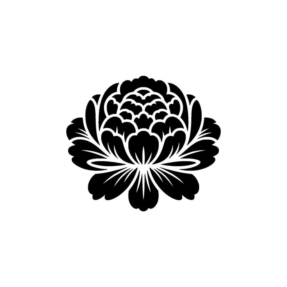 Elegant Black Floral Emblem, Minimalist - Silhouette, Pattern vector