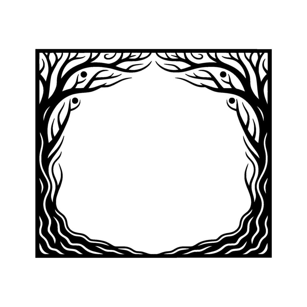 Stylized Tree Frame, Minimalist Botanical Border - Decorative vector