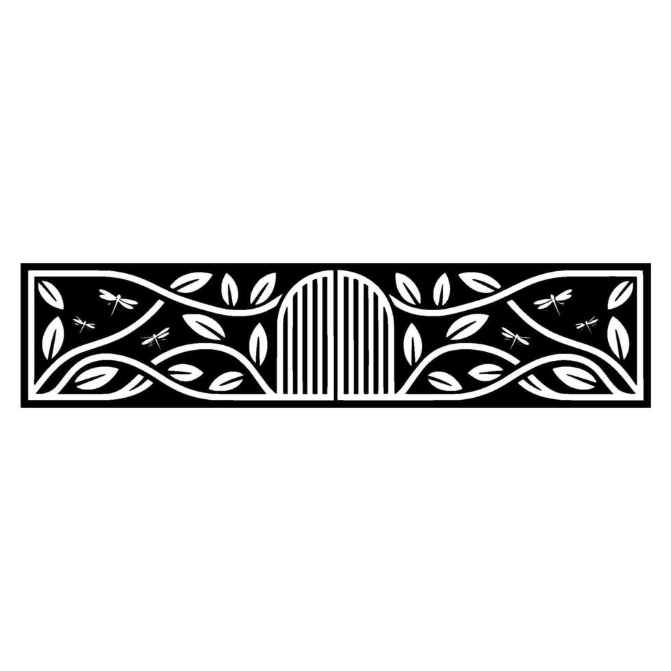 Elegant Botanical Gate, Dragonfly Motif vector